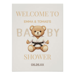 Judo Black Belt Bear Baby Shower Collection  Poster