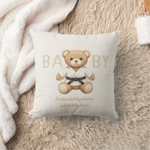 Judo Black Belt Bear Baby Shower Collection Throw Pillow