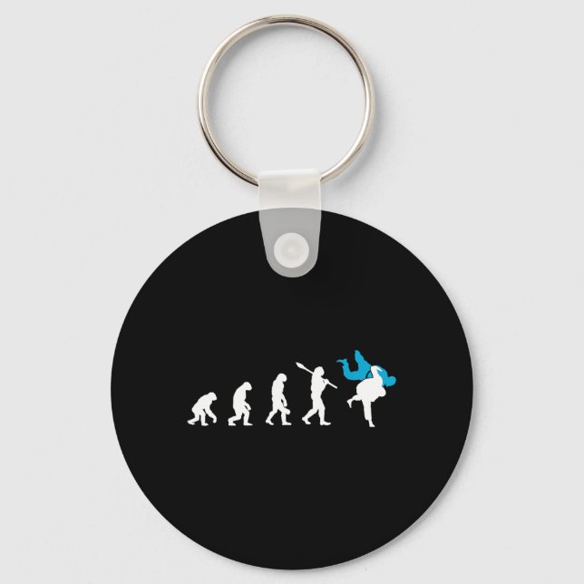 Judo Evolution Cool Judoka Retro Gift Keychain (Front)