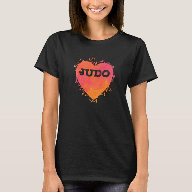 Judo Heart with writing and Tendrils T-Shirt (Front)