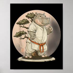 Judo Hippo Nature Kickboxing Taekwondo Martial Poster