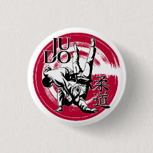 Judo Kanji and Rising Sun Throw  1 Inch Round Button