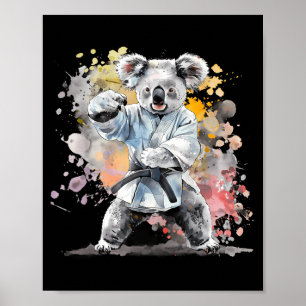 Judo Koala Nature Kickboxing Taekwondo Martial Poster