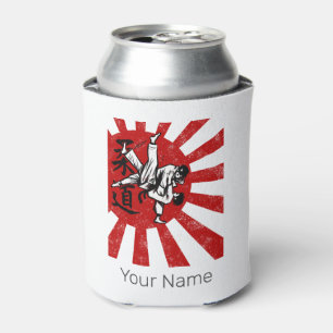 Judo Martial Arts with vintage japanese Rising Sun Can Cooler