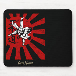 Judo Martial Arts with vintage japanese Rising Sun Mouse Pad