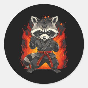 Judo Raccoon Nature Kickboxing Taekwondo Martial Classic Round Sticker