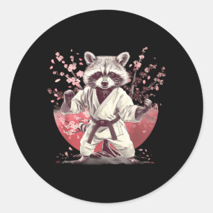 Judo Raccoon Nature Kickboxing Taekwondo Martial Classic Round Sticker