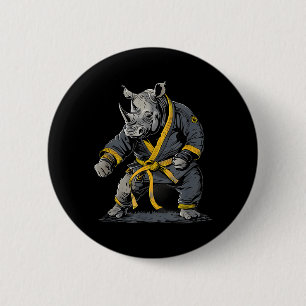 Judo Rhino Nature Kickboxing Taekwondo Martial 2 Inch Round Button