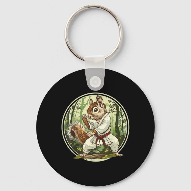 Judo Squirrel Forest Martial Arts Kickboxing Keychain (Front)