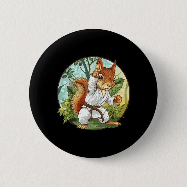 Judo Squirrel Nature Martial Arts Kickboxing 2 Inch Round Button (Front)