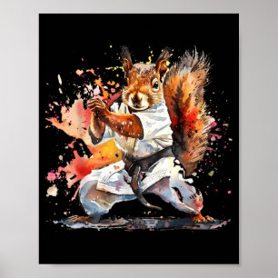 Judo Squirrel Watercolor MMA Squirrel Lover Poster