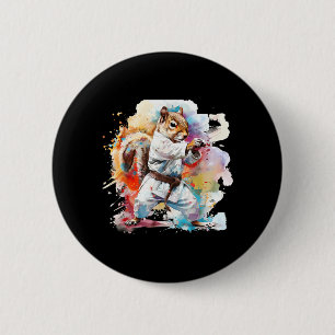 Judo Squirrel Watercolor Squirrel Lover Taekwondo 2 Inch Round Button