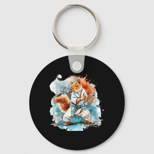 Judo Squirrel Watercolor Taekwondo Karate MMA Keychain