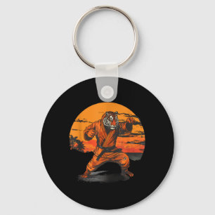 Judo Tiger Beach Sunset Martial Arts Kickboxing Keychain