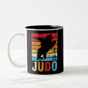 Judo Ura Nage Judoka Retro Sunset Two-Tone Coffee Mug