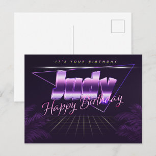 Judy Name Vorname lila Postkarte Geburtstag Postcard