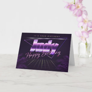 Judy Nom Prénom carte rétro lilas Anniversaire