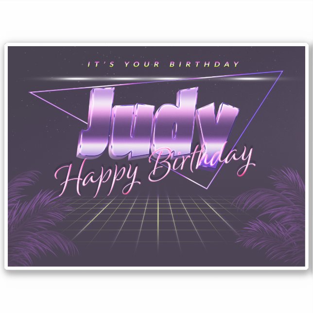 Judy Nom Prénom lila retro Sticker (Devant)