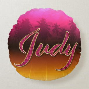 Judy Vorname Name golden pink Kissen Round Pillow