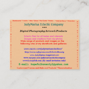 JudyMarisa Eclectic Company, Digital Photograph... Business Card