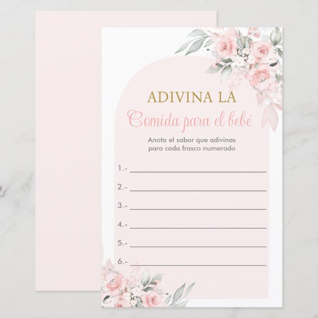 Juego para Baby Shower Adivina la comida (Front/Back)