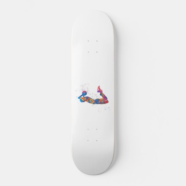 Jugador de baloncesto acuarela skateboard (Front)