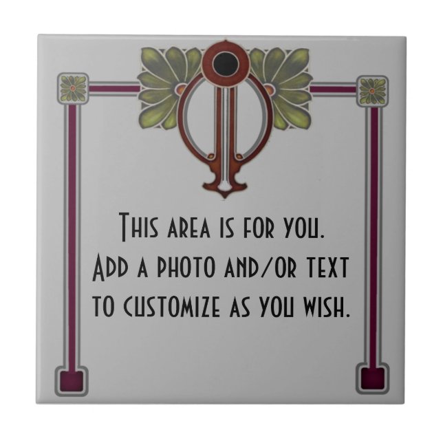 Jugendstil Art Nouveau/Deco c1900 Repro Grey Burg Tile (Front)