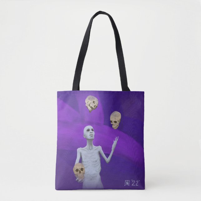 Juggler Juggling Skulls Fantasy Art Graphic Tote Bag (Front)