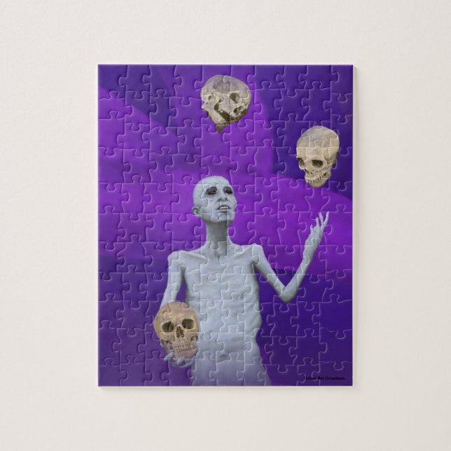 Juggler Juggling Skulls Small Fantasy Art Puzzle (Vertical)