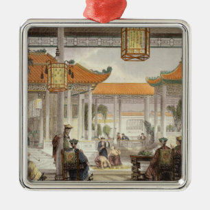 Jugglers Exhibiting in the Court of a Mandarin's P Metal Ornament