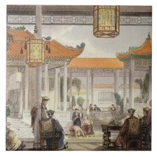 Jugglers Exhibiting in the Court of a Mandarin's P Tile
