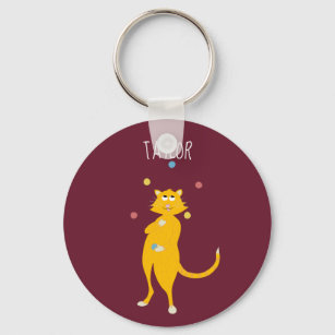 Juggling Cartoon Cat Personalized Jugglers Keychain