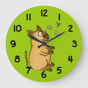 Juggling Cat Large Clock