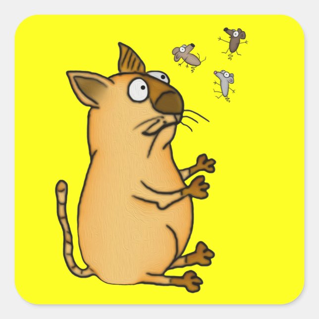 Juggling Cat Square Sticker (Front)