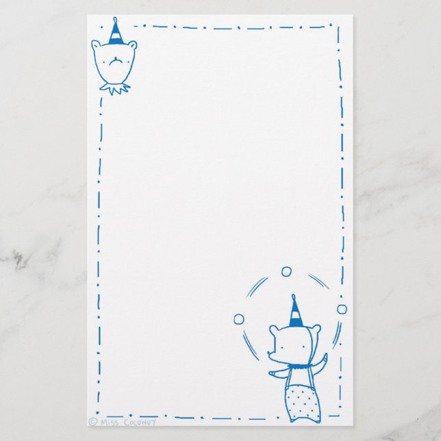 Juggling Circus Bear Stationery (Front)