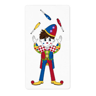 Juggling Circus Clown Sticker Label