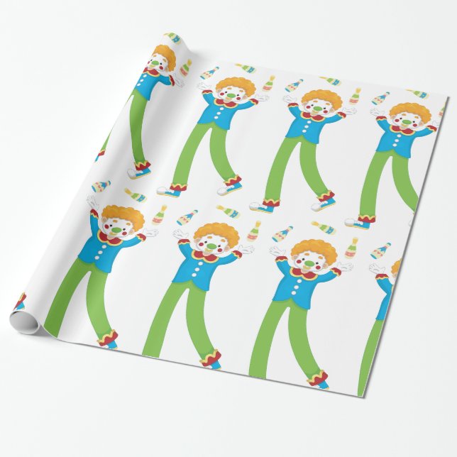 Juggling Clown Wrapping Paper (Unrolled)