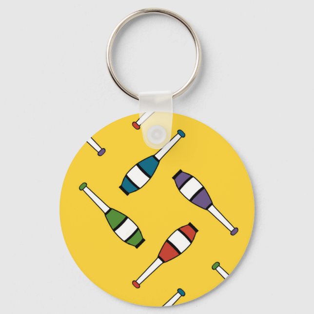 Juggling Club Toss Yellow Keychain (Front)