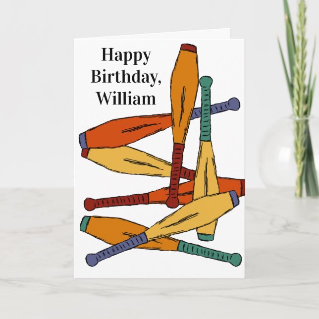 Juggling Clubs Custom Message Personalized Card (Front)