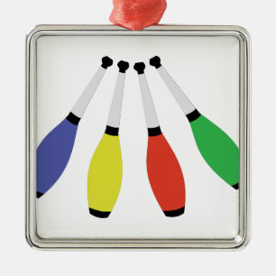 Juggling Clubs Metal Ornament