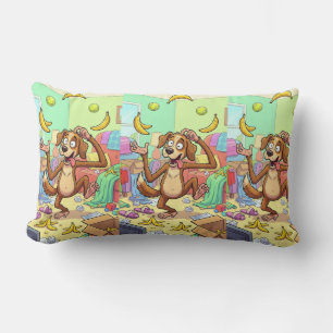 Juggling Dog Monkey – A Little Chaos At Home Lumbar Pillow