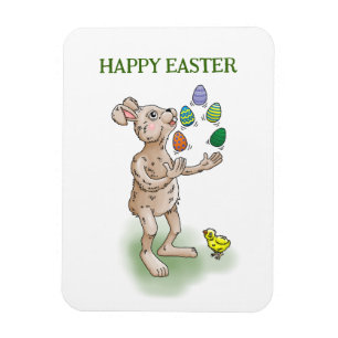 Juggling Easter Bunny Magnet