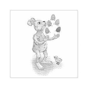 Juggling Easter Bunny Rubber Stamp