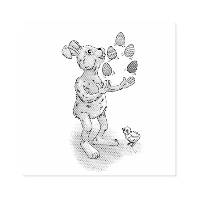 Juggling Easter Bunny Rubber Stamp (Imprint)