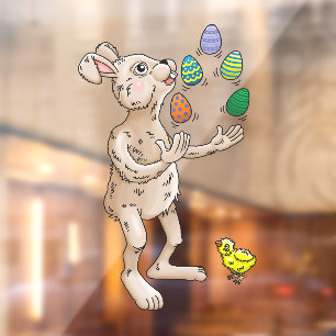 Juggling Easter Bunny Window Cling