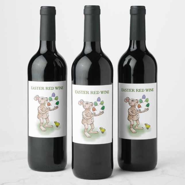 Juggling Easter Bunny Wine Label (Bottles)