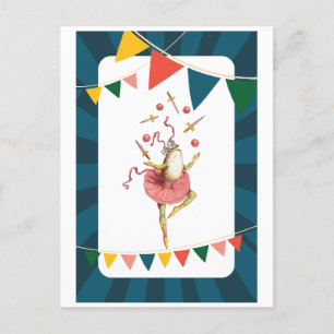 Juggling frog postcard