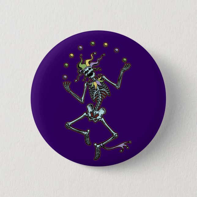 Juggling Jester Skeleton 2 Inch Round Button (Front)