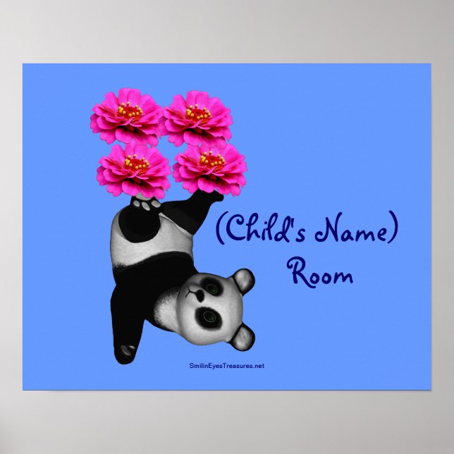 Juggling Panda Kids Room Personalized Wall Poster (Front)