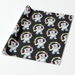 Juggling Polar Bear.Glossy gift Wrapping Paper